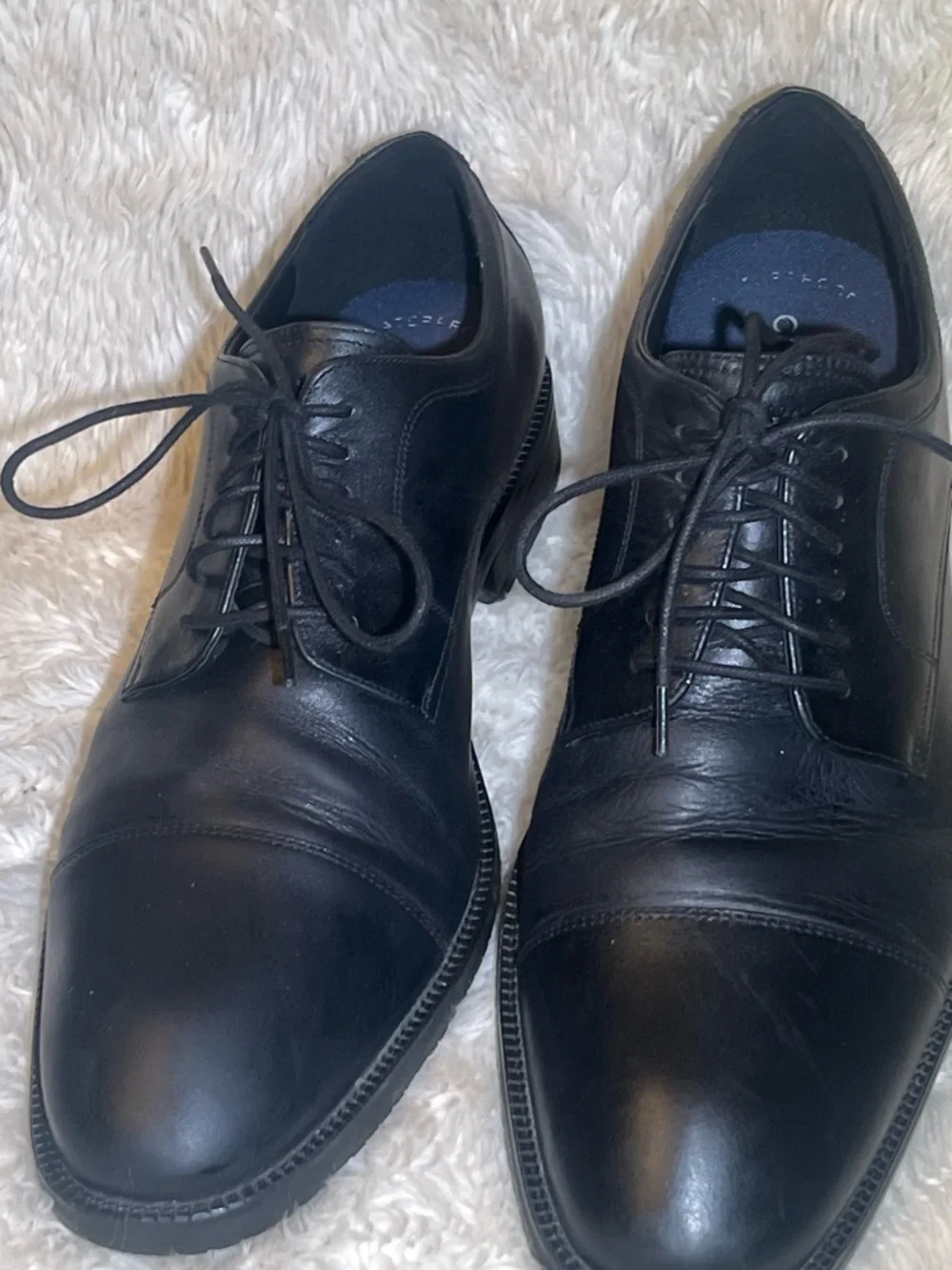 Cole Haan Men's Black Leather Cap-Toe Oxford Dress Shoes size 10.5